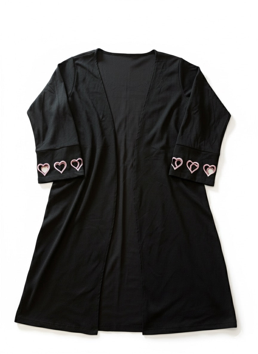 Long black heart abaya 🌸