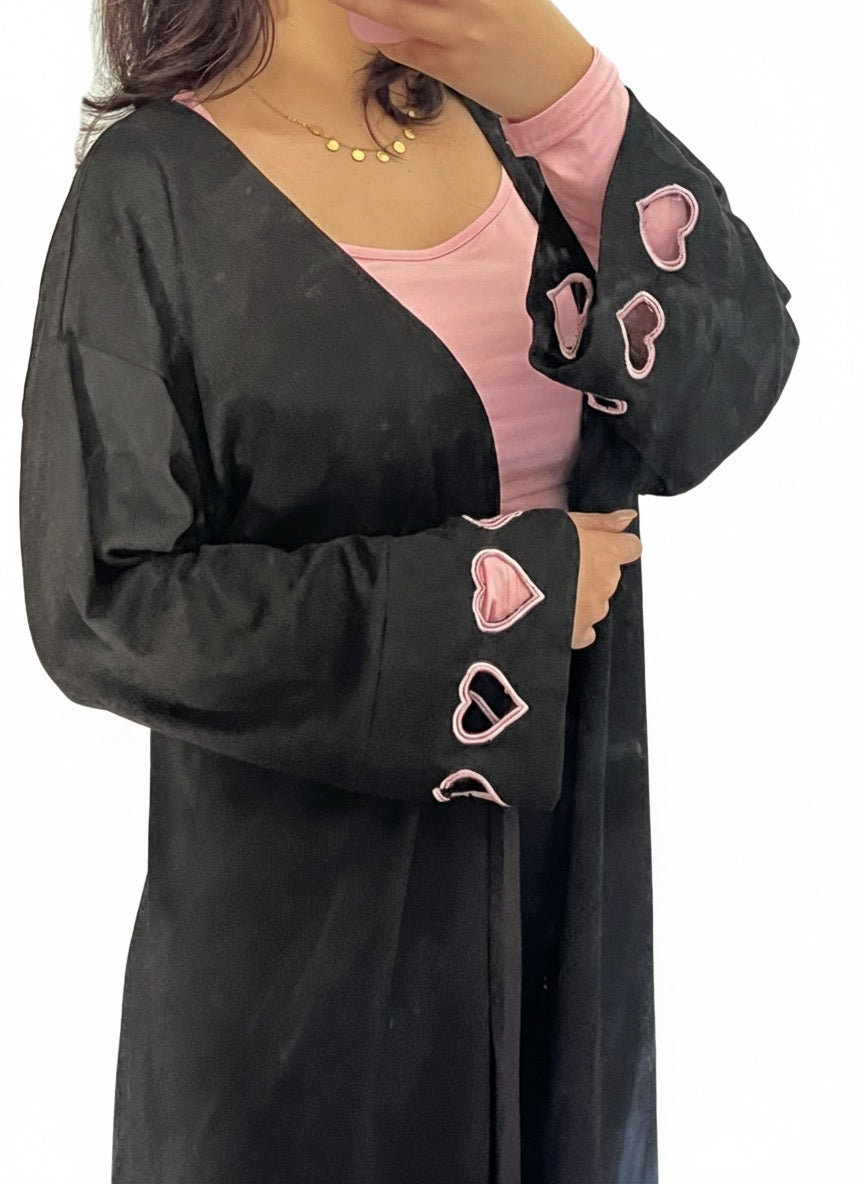Long black heart abaya 🌸